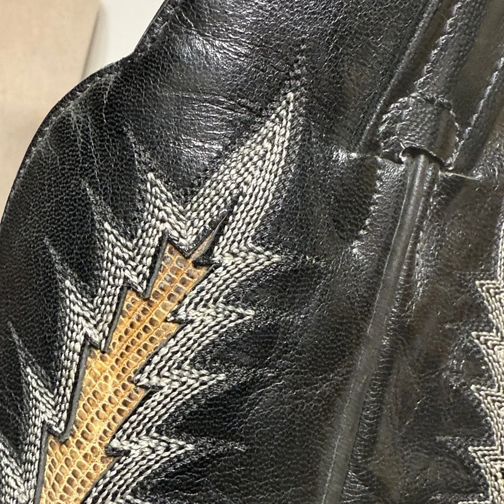 Tony Lama Vintage Black Leather Snake Cowboy Boots - Picture 17 of 17